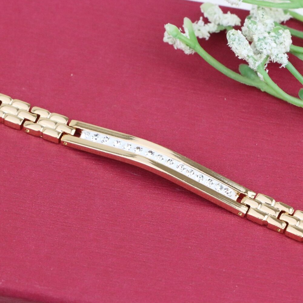 "Rose Gold Bracelet with Linear Crystal Bar Design, XPBL0981
